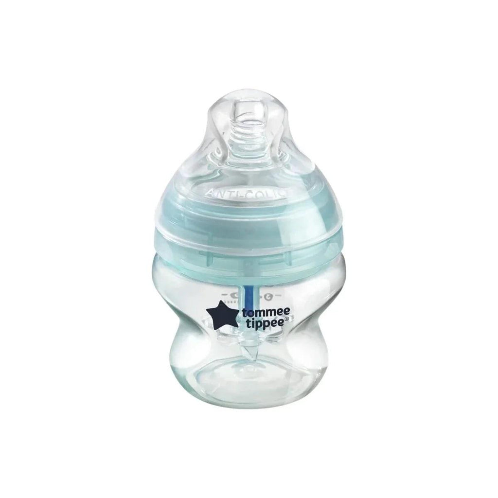 Tommee Tippee 150ml anti-colic baby bottle with clear and aqua silicone teat