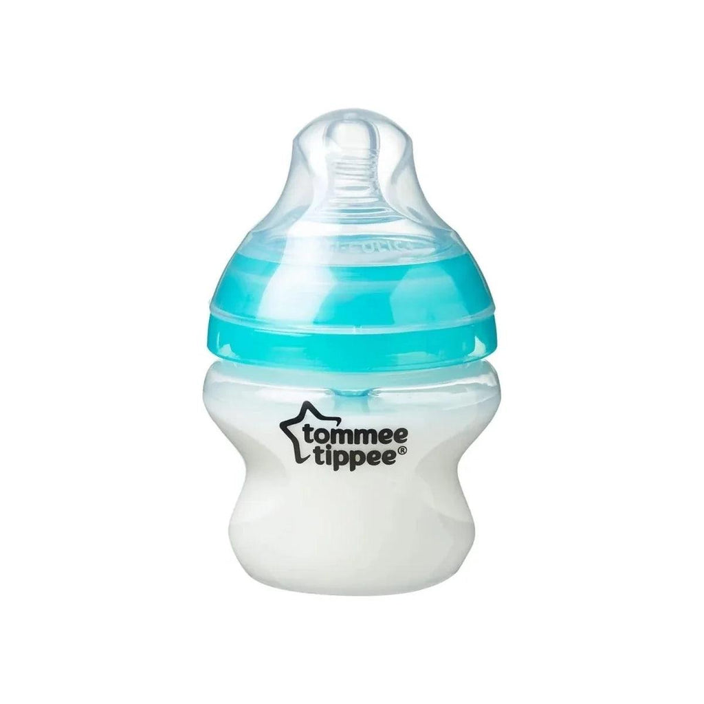 Tommee Tippee advanced anti-colic baby bottle with aqua collar and clear teat