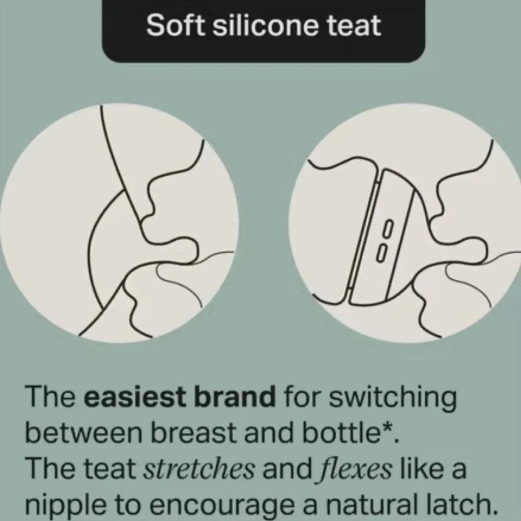Soft silicone teat close-up for anti-colic baby bottle