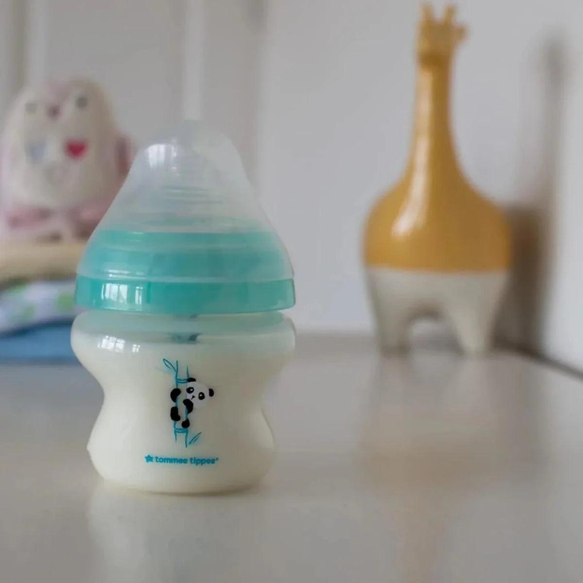 Tommee Tippee 150ml anti-colic baby bottle with aqua teat and white body