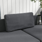 Grey padded back cushion on an L-shaped outdoor sofa set