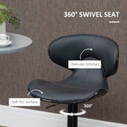 Grey 360° swivel bar stool seat with stitched upholstery and contoured backrest