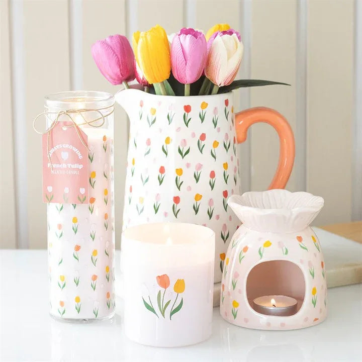 Tulip Print Oil Burner and Wax Warmer - Bobobiy