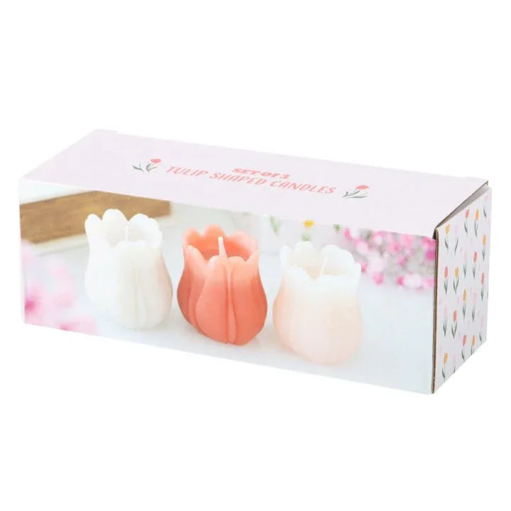 Set of 3 Tulip Shaped Candles - Bobobiy
