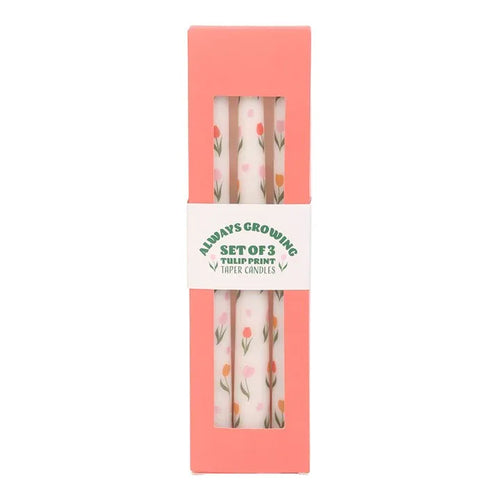 Set of 3 Tulip Print Taper Candles - Bobobiy