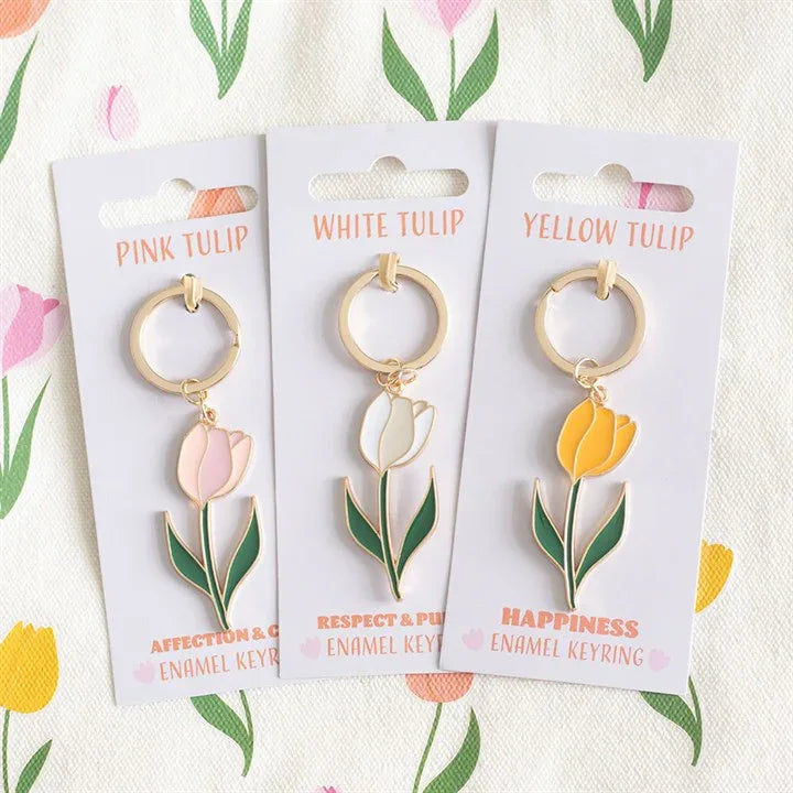 White Tulip Keyring - Bobobiy