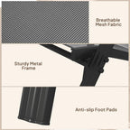 Breathable black mesh fabric on a sturdy black metal frame with anti-slip feet.