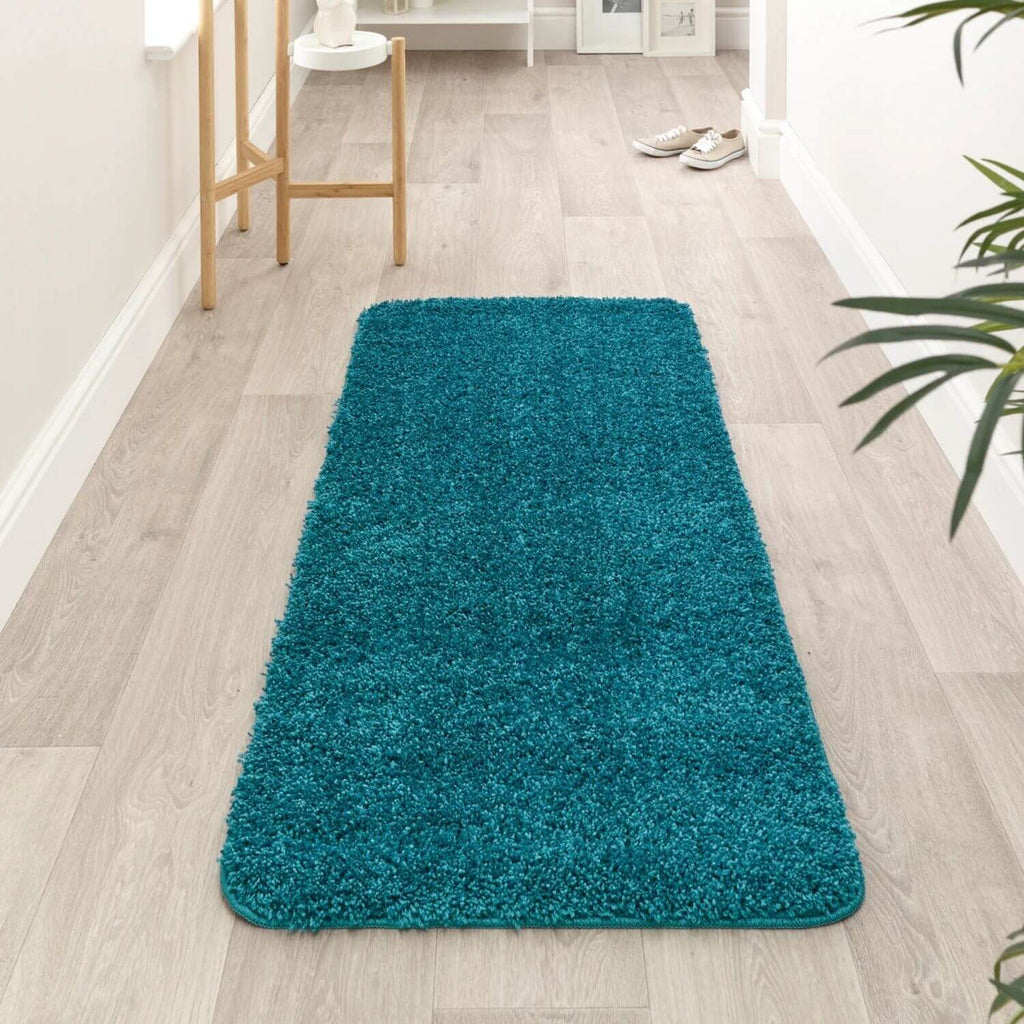 Washable Teal Shaggy Rug