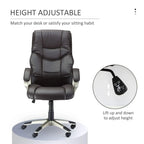 High-back faux leather office chair with height-adjustable gas lift