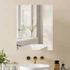 Wall-mounted bathroom mirror cabinet above sink