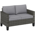 Two-Seater Rattan Outdoor Sofa - Dark Grey - Bobobiy