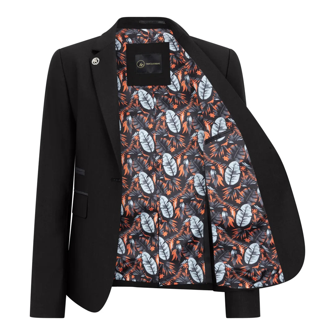 TPW-13 - Women's 3 Piece Plain Black Suit