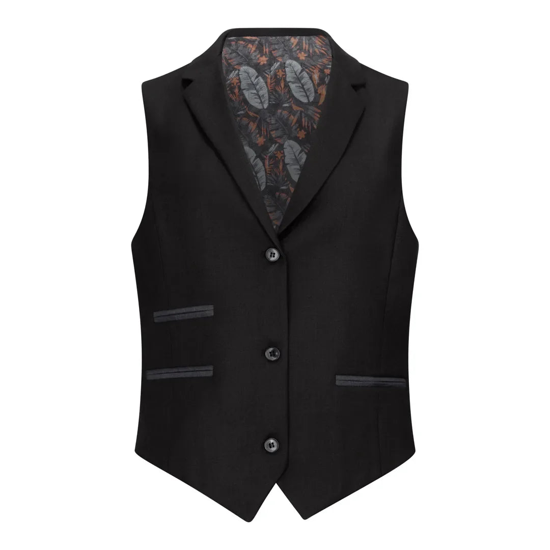TPW-13 - Women's 3 Piece Plain Black Suit