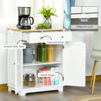 Open white cabinet showing metal hinges, knob, and smooth slide rails inside