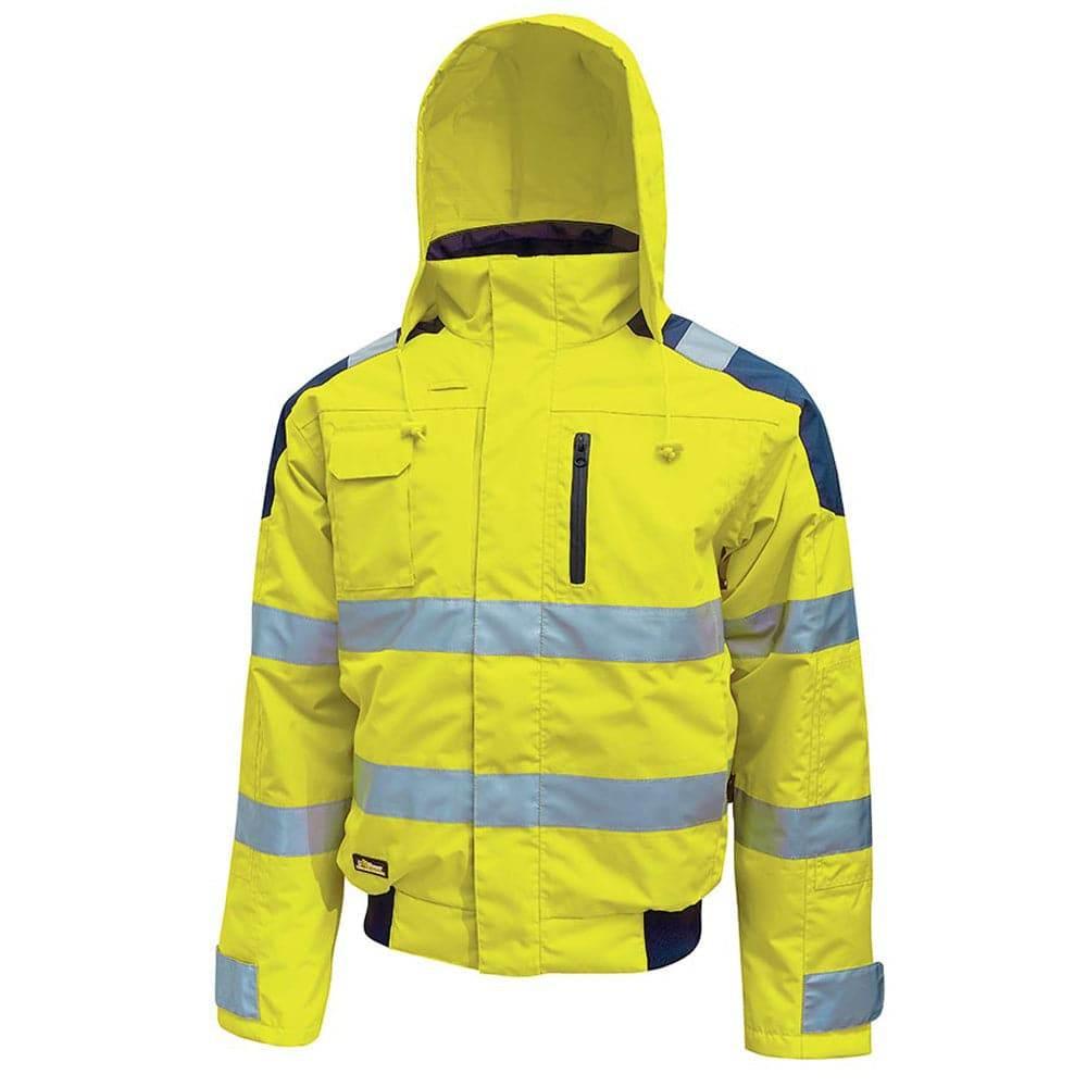 U-Power Best Hi-Vis Waterproof Breathable Work Bomber Jacket Hood - Bobobiy