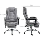 Grey ergonomic office chair, side view, adjustable recline and swivel base
