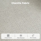 Light grey chenille upholstery fabric with dense textured weave close-up.