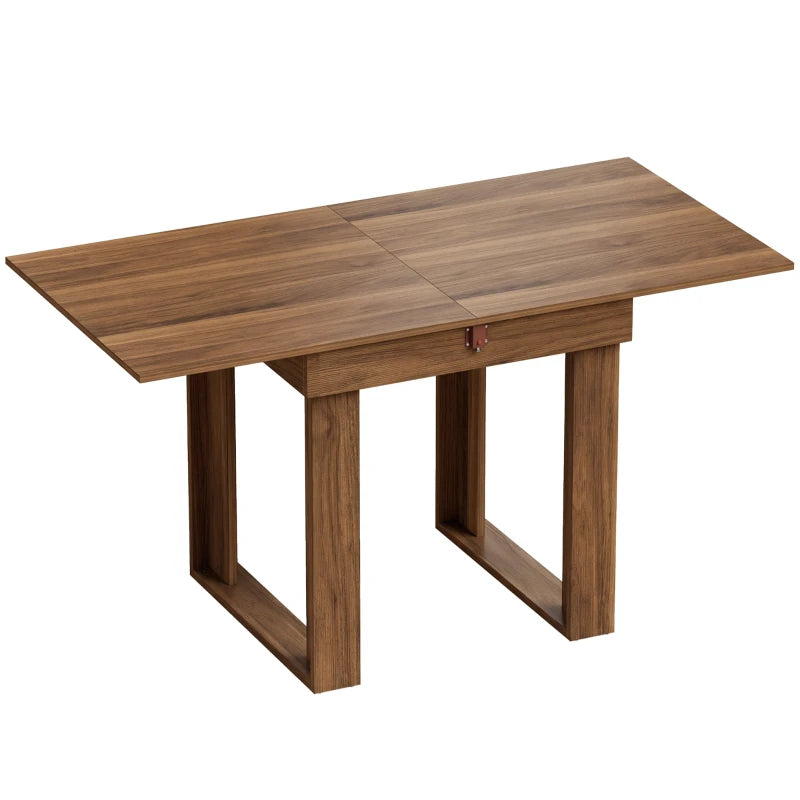Extendable folding dining table with wood-effect top and under-table storage shelf