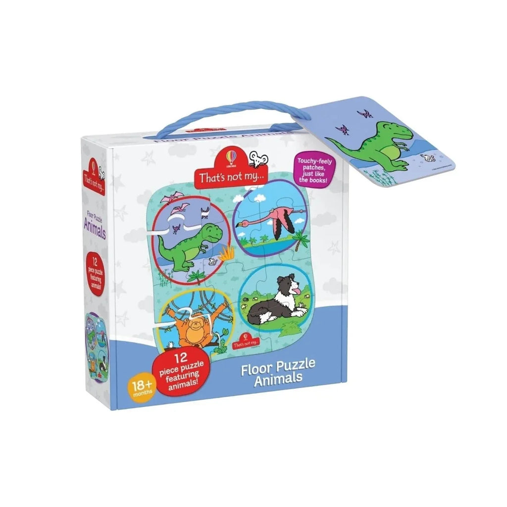 Boxed first floor animal puzzle with 12 jigsaw pieces featuring dinosaurs and a cat