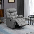 Light grey recliner armchair with retractable footrest extended