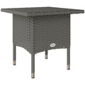 Rattan Side Table, Outdoor Coffee Table with Plastic Board Under the Full Woven Table Top for Patio, Garden, Balcony, Grey - Bobobiy
