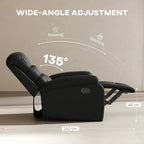 Black manual reclining chair reclined with wide-angle adjustment range