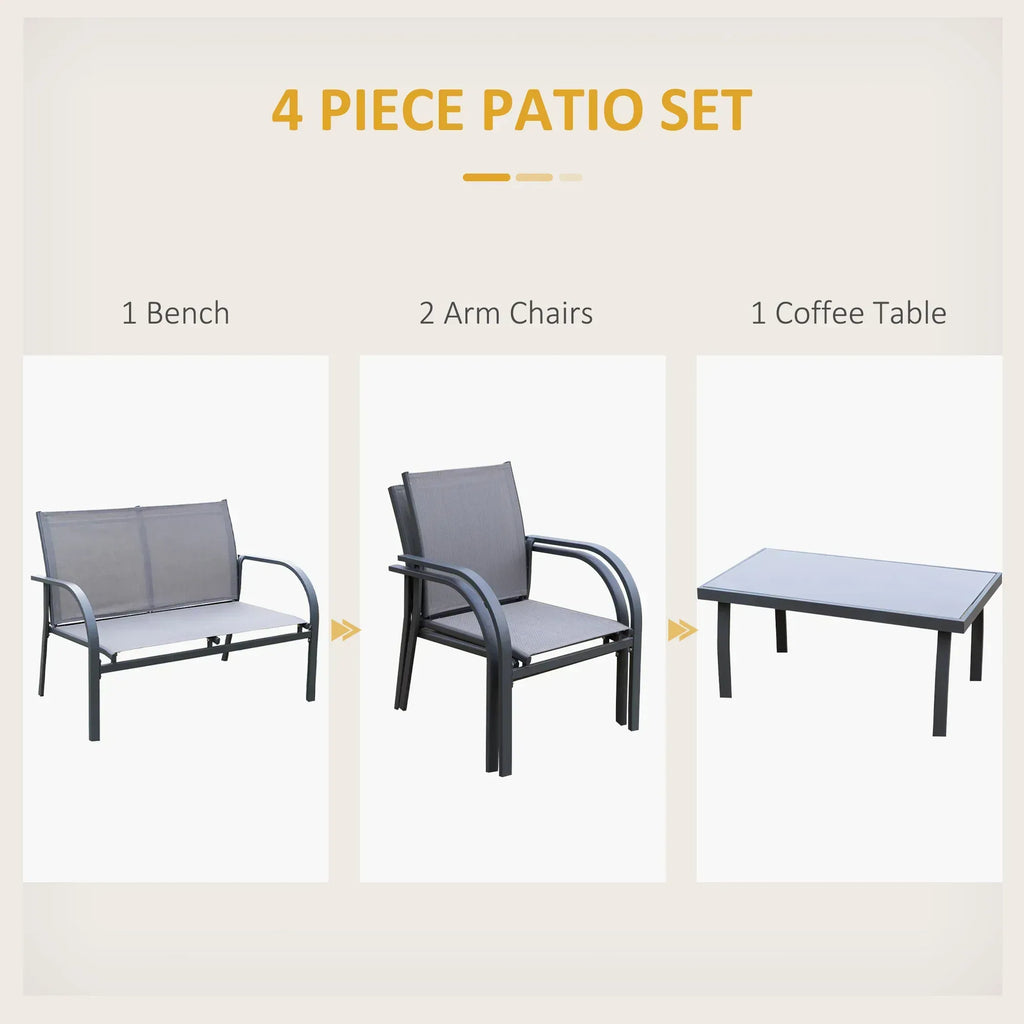 Four-Piece Minimal Garden Patio Set - Grey - Bobobiy