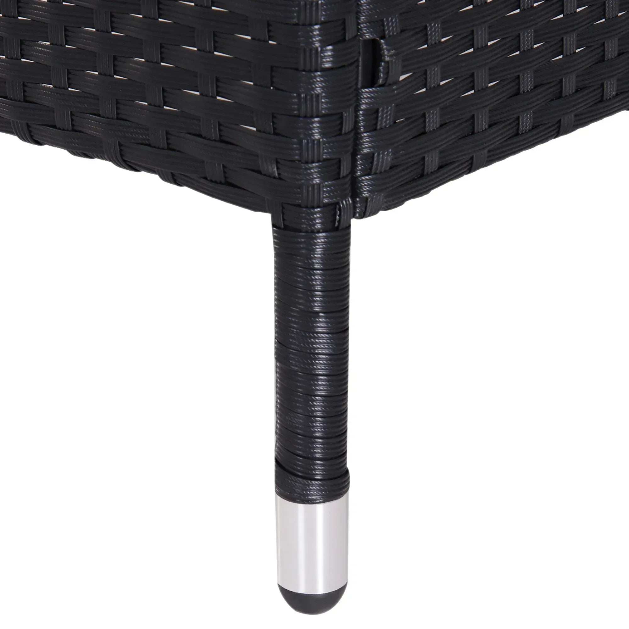 2-Seater Rattan Chair Set W/Middle Tea Table-Black - Bobobiy