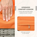 Orange seat cushion with zipper for easy removal, shown with thick padded surface