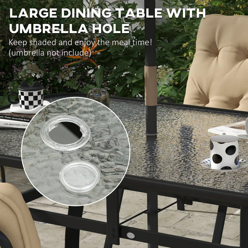 Seven-Piece Garden Dining Set with Cushions - Beige - Bobobiy