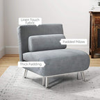 Grey single sleeper chair with thick padding, cushioned backrest, and side pillow