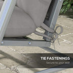 Light grey seat cushion with adjustable tie fastenings for securing to a swing frame