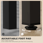 Black bar table with adjustable foot pad for stable standing on floors