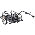 Black steel bike cargo trailer with hitch, front two-wheel frame