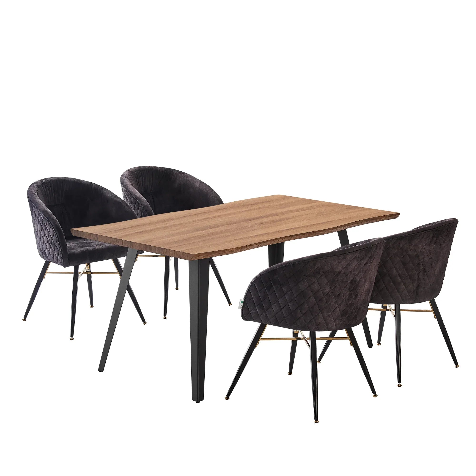 Vittorio Rocco LUX 5PCs Dining Set includes an Oak Dining Table and Set of 4 Dining Chairs - Bobobiy