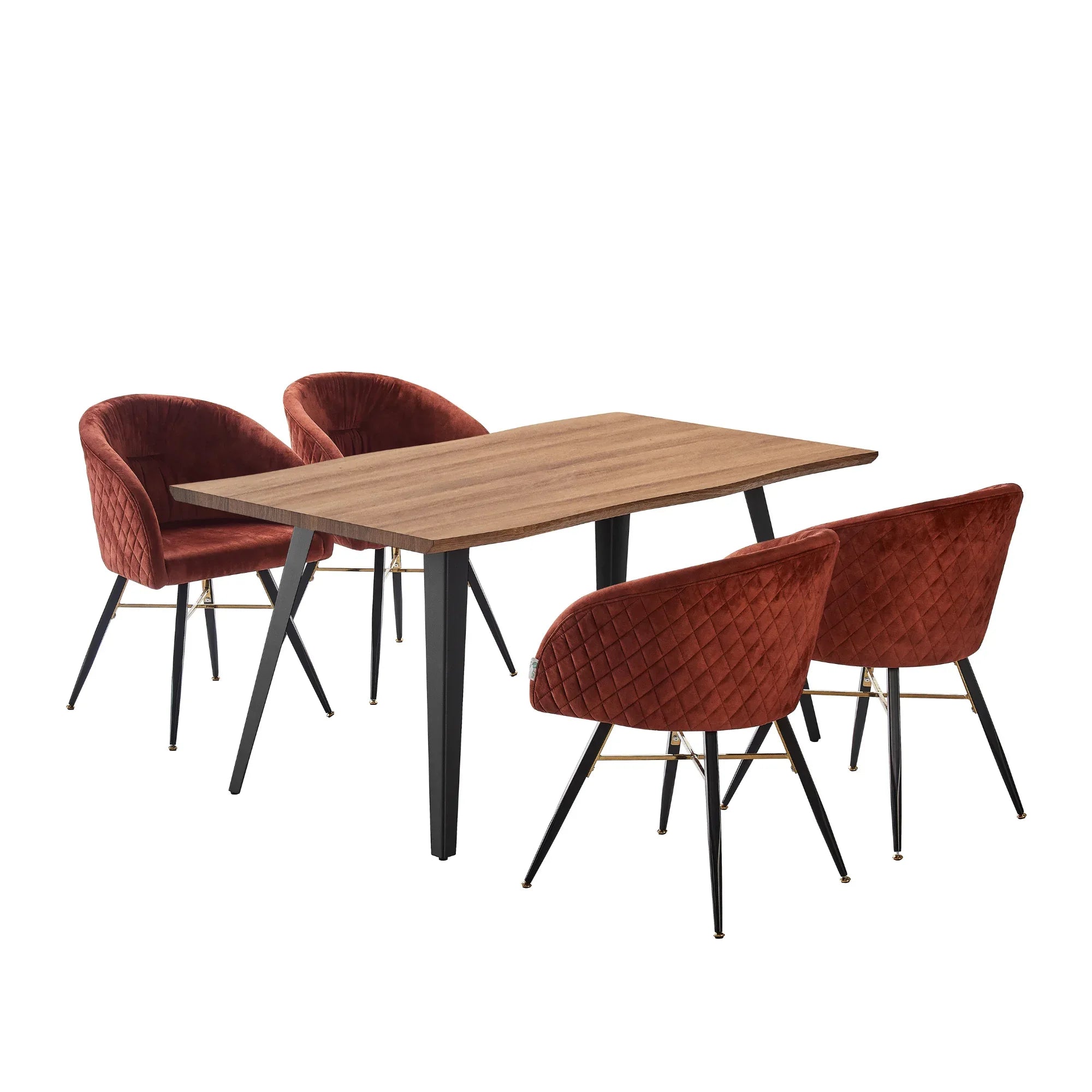 Vittorio Rocco LUX 5PCs Dining Set includes an Oak Dining Table and Set of 4 Dining Chairs - Bobobiy