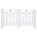 White slatted radiator cover cabinet with MDF frame and open grille front