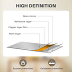 White wall mirror glass with high-definition reflective layer and protective coating