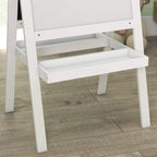 White storage tray under the easel boards with open center shelf