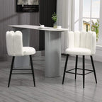 Cream boucle bar stools set of 2 with curved backs and black footrest frames