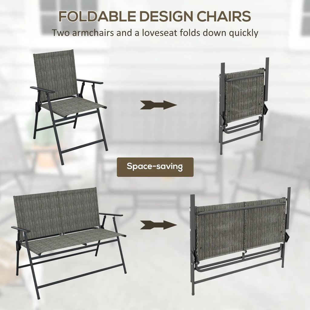 Outsunny Four Piece Metal Garden Sofa Set Mixed Brown