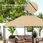 Khaki gazebo canopy top cover with strap attachment points for quick installation
