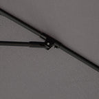 Close-up of charcoal grey tilting parasol canopy support arm