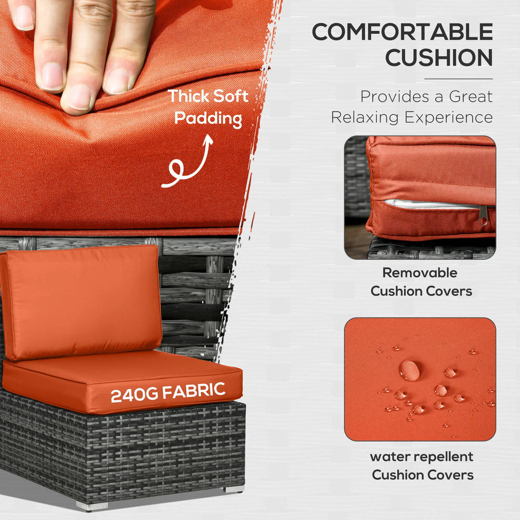 Outsunny 8-Piece Rattan Sofa Set Orange Grey