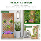 Versatile brown wooden raised flower bed with lattice trellis for outdoor planting