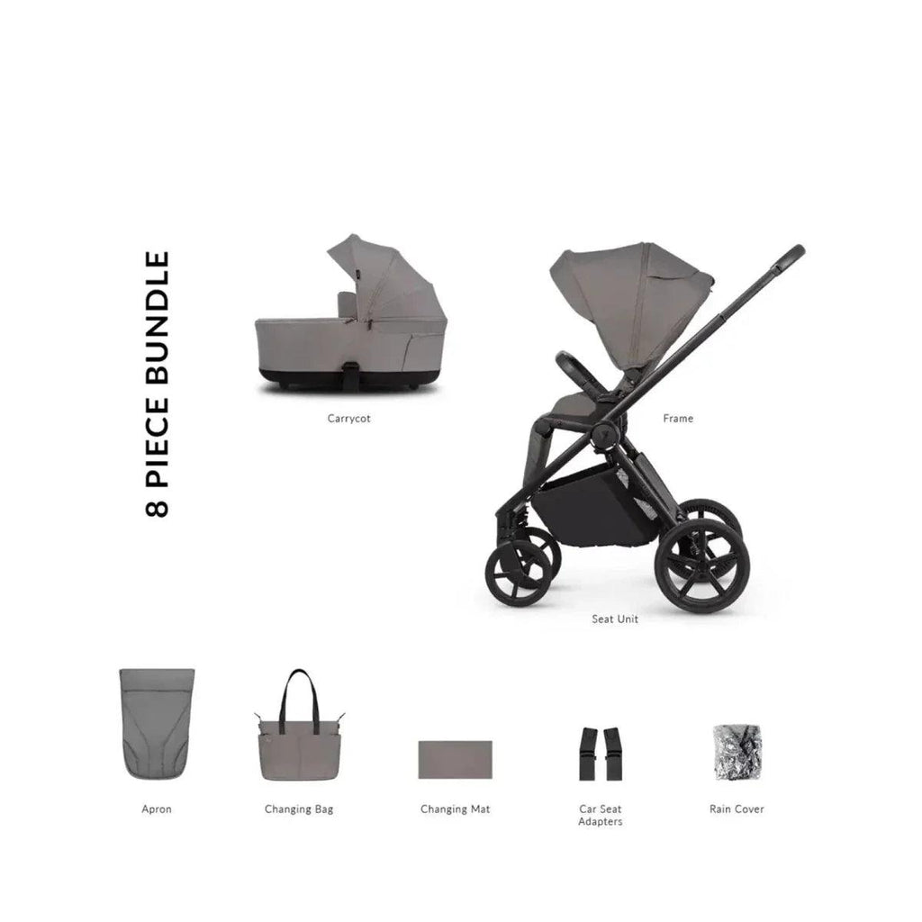 Venicci Claro stroller set in Fog color with carrycot, seat unit, and accessories