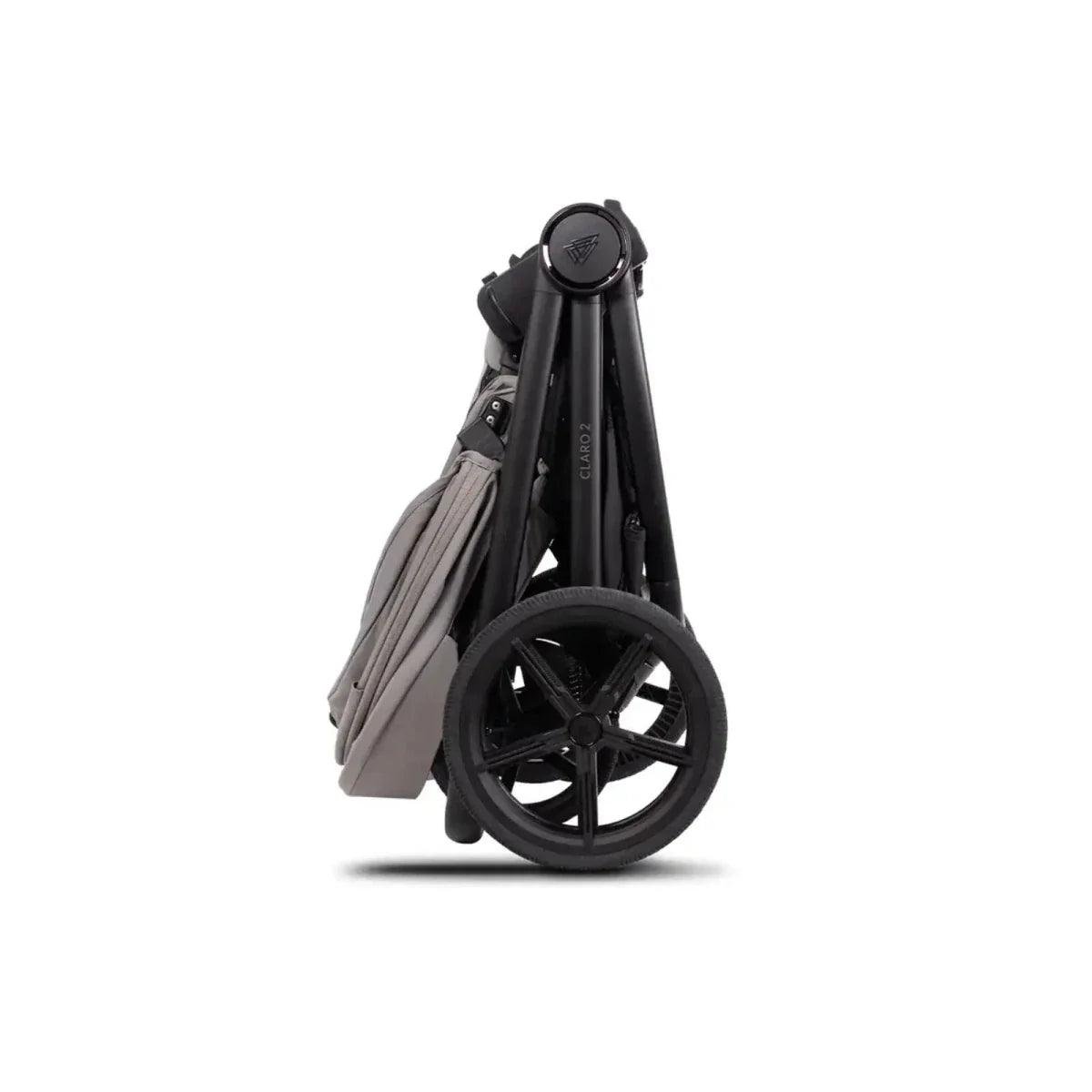 Venicci Claro stroller frame with wheels and folded canopy in Fog and black