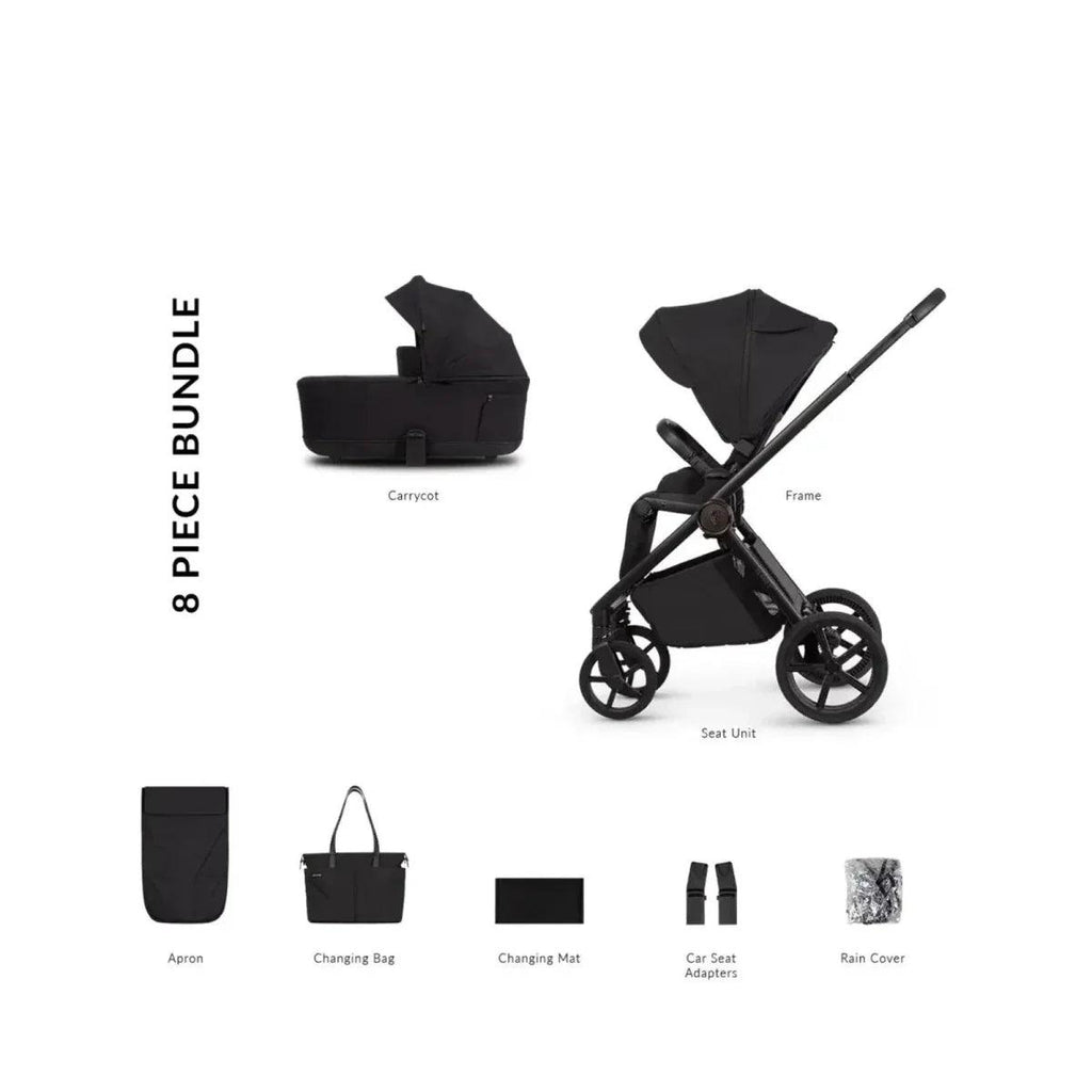 Noir 2-in-1 stroller bundle with carrycot and accessories, 8-piece set