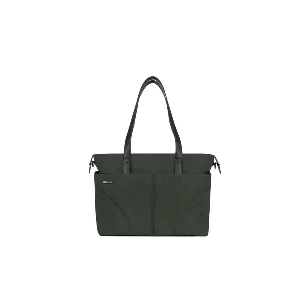 Forest changing bag tote with top handles and exterior pocket details.