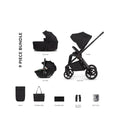 Baby stroller 3-in-1 comfort bundle accessories set, dark carrycot, seat unit, and covers